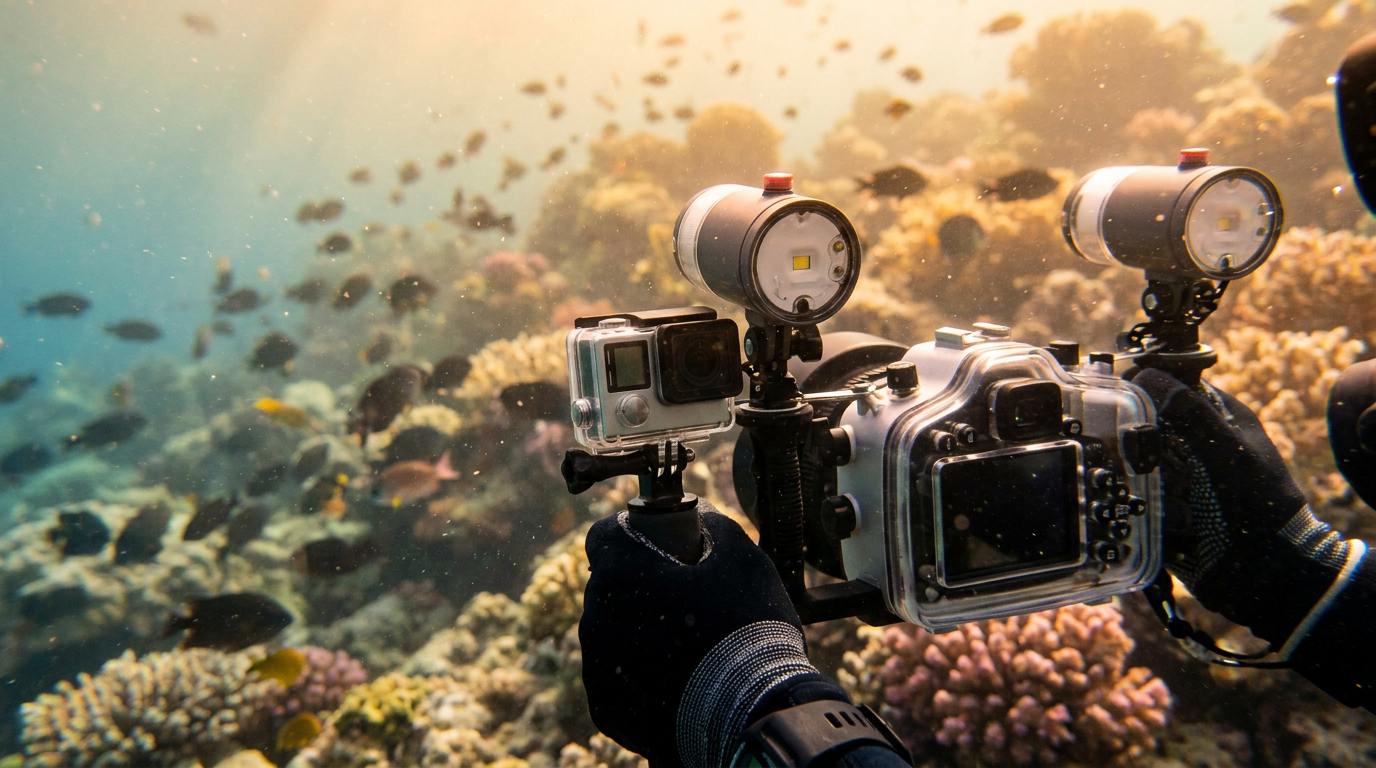 GoPro vs Underwater Camera: Which Should You Take Diving? GoPro vs Underwater Camera: Which Should You Take Diving? — liveaboard diving guide · Photography Equipment | Blue Rides
