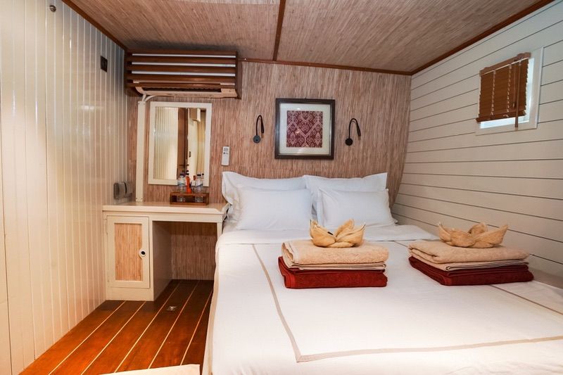 Lower deck cabin with a double bed