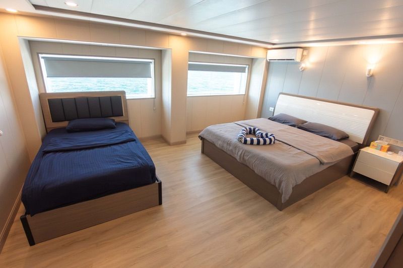 Main deck: suites with a king-size double and single bed