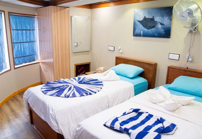 cabins with twin beds that can be adapted to doubles