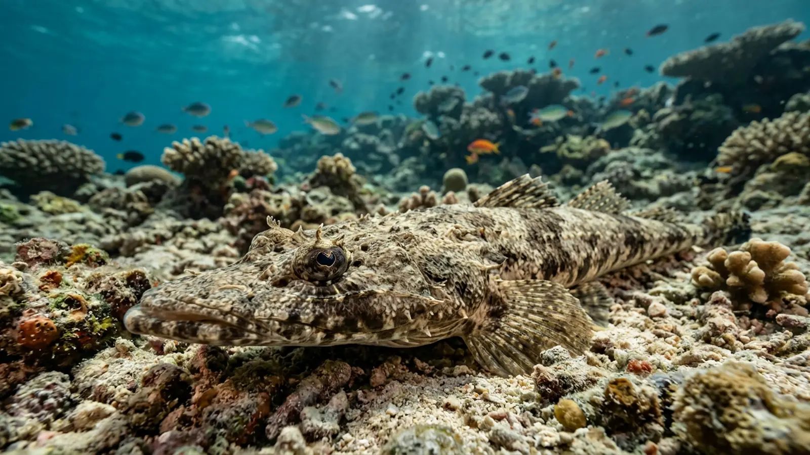 Peixe-crocodilo no seu habitat natural — encontros de mergulho e melhores destinos