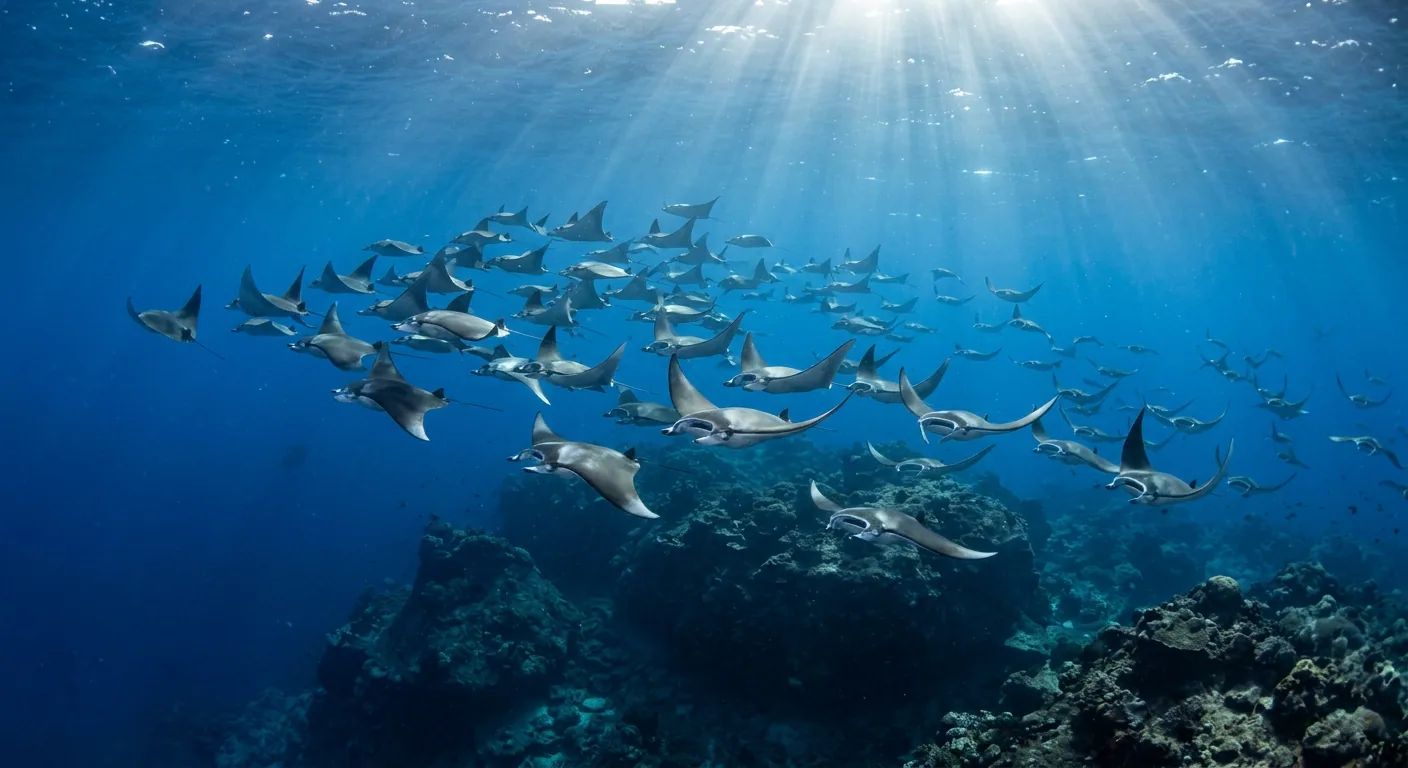 Devil ray at the dive site Padar Reef