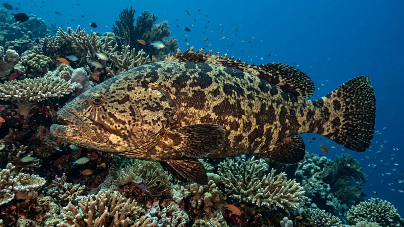 Giant grouper at the dive site Blue Corner