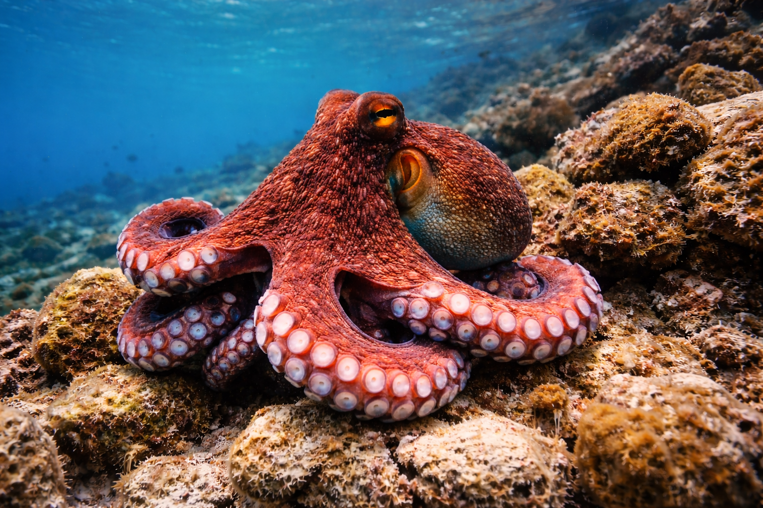 Octopus at the dive site SAS Wreck (Kaş)