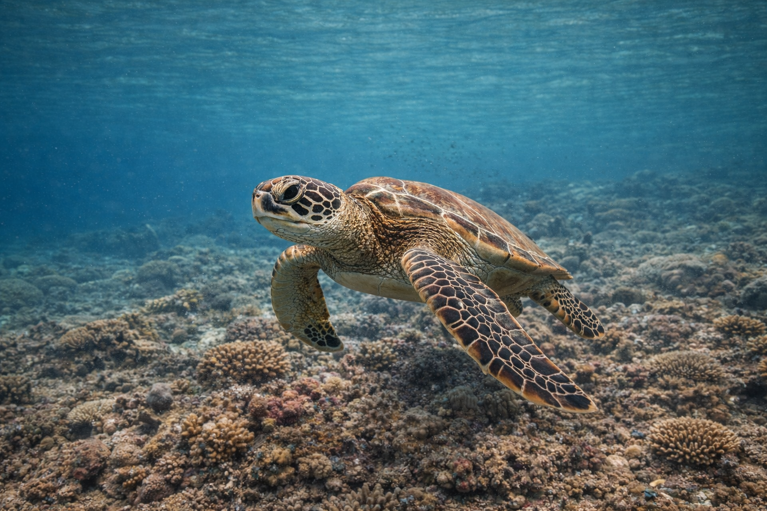 Tortue verte (Chelonia mydas) – vie marine