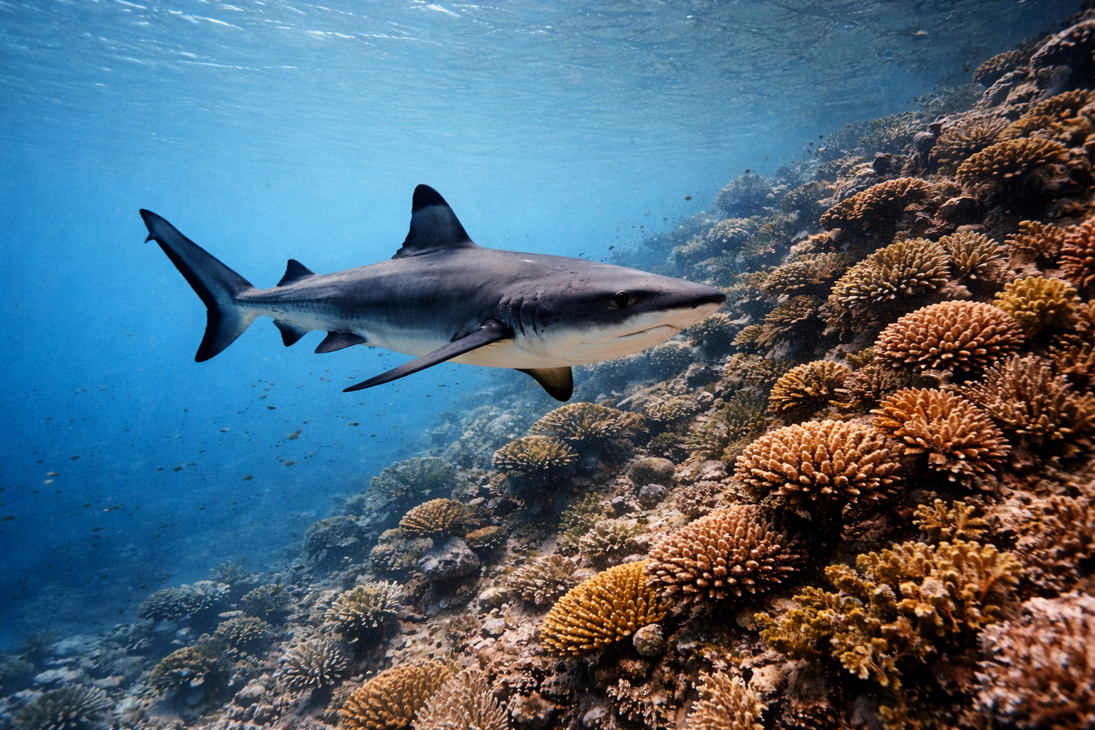 Svarttippet revhai (Carcharhinus melanopterus) – marint liv