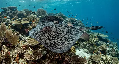 Blotched Fantail Ray at the dive site Wolf Rock