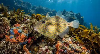Mosaic Leatherjacket at the dive site Fly Point