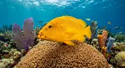 Golden Coney (Cephalopholis fulva) underwater in Bahamas — reef fish you can dive with on a liveaboard trip