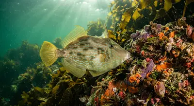 Yellow-finned Leatherjacket at the dive site Fly Point