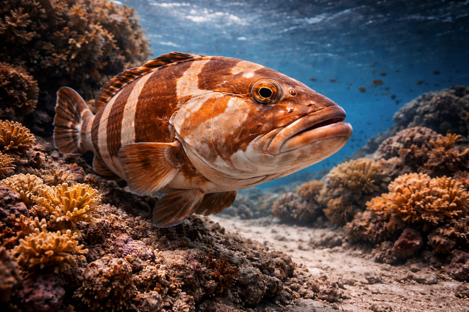 Garoupa-de-Nassau (Epinephelus striatus) – vida marinha