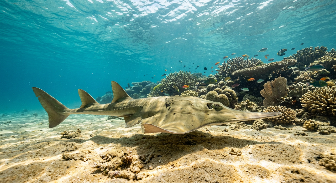 White-spotted Shovelnose Ray at the dive site Lady Elliot Island - Lighthouse Bommies