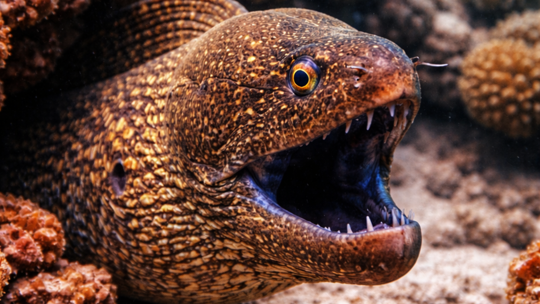 Moray Eel at the dive site SAS Wreck (Kaş)