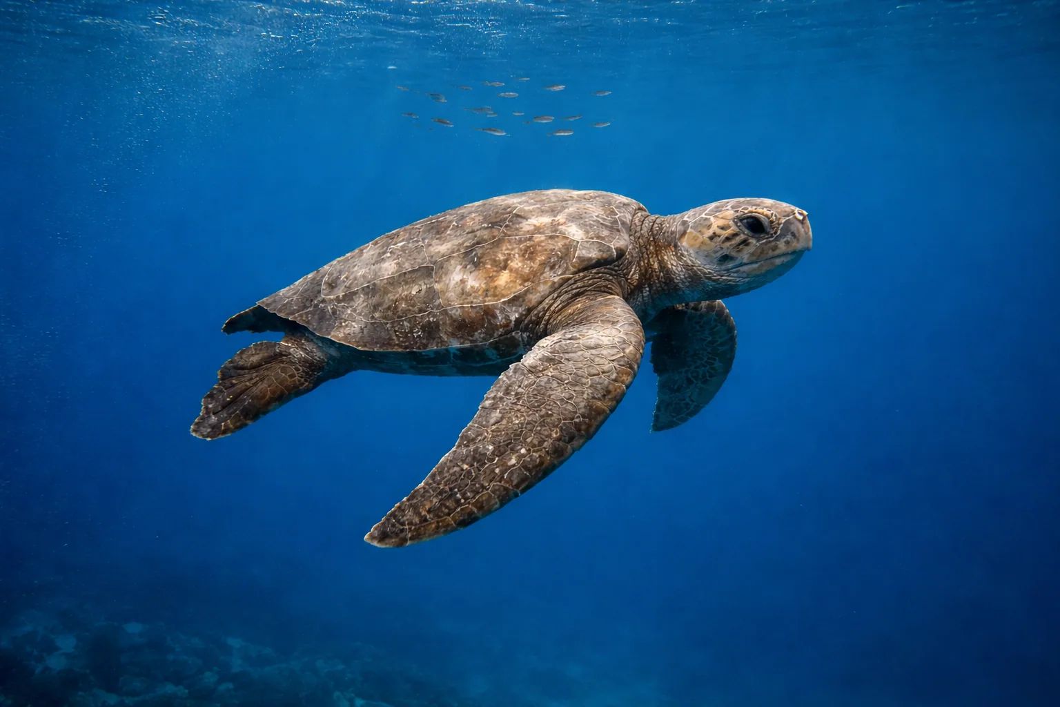 Loggerhead turtles at the dive site Basse Espagnole