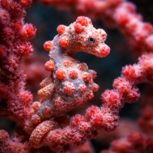 Карликовый морской конек (Hippocampus bargibanti) – морская жизнь