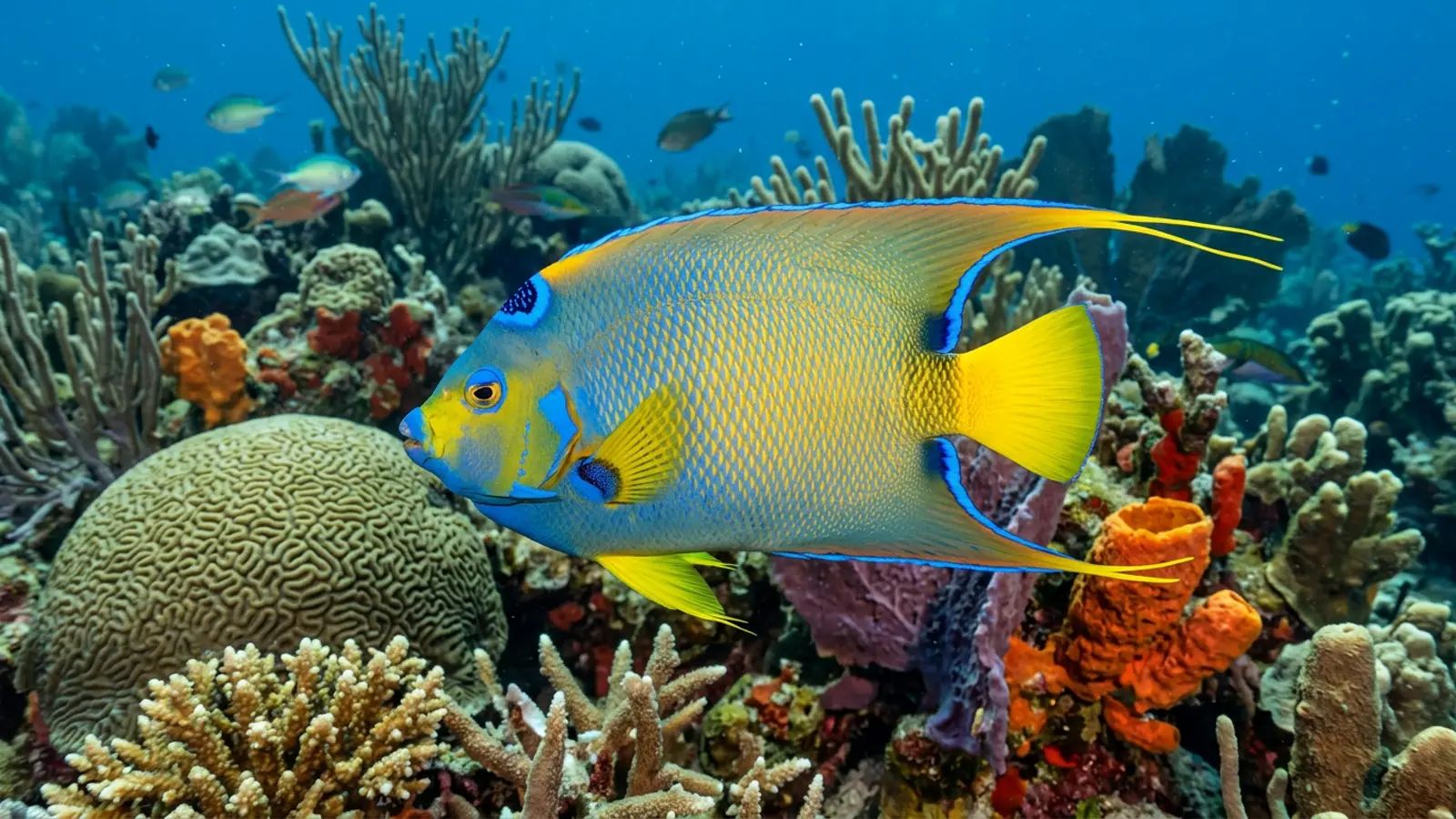 Queen angelfish at the dive site Calvin’s Crack