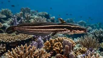 Полосатый сом (Plotosus lineatus) – морская жизнь