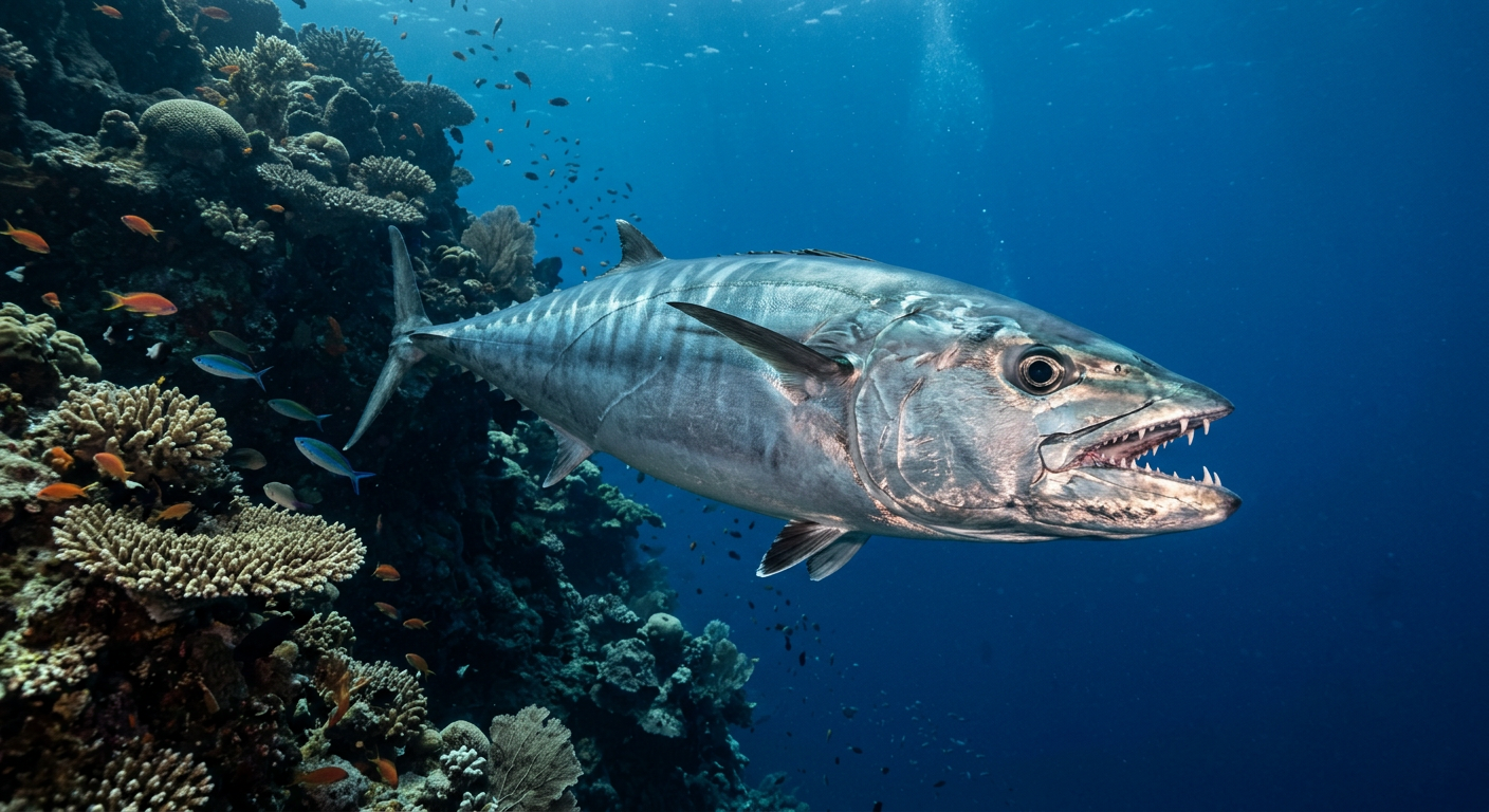 Dogtooth tuna at the dive site Rusa Pinnacle