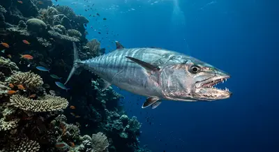 Dogtooth tuna at the dive site Rusa Pinnacle